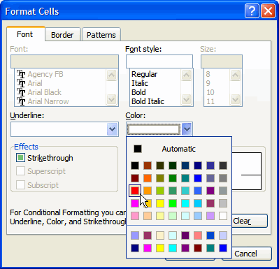 Format Cells dialog box