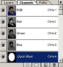 Channels Palette displaying a temporary quick mask